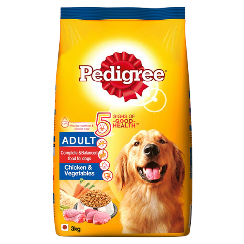 Pedigree Dry Pet Food - For Adult Dogs, Chicken & Vegetables 3kg