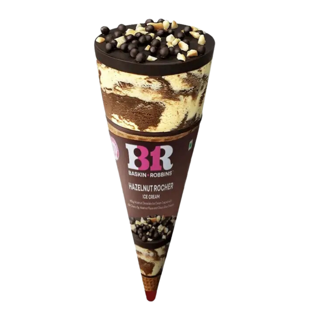 Baskin R Hazelnut Rocher Ice Cream Cone 120ml