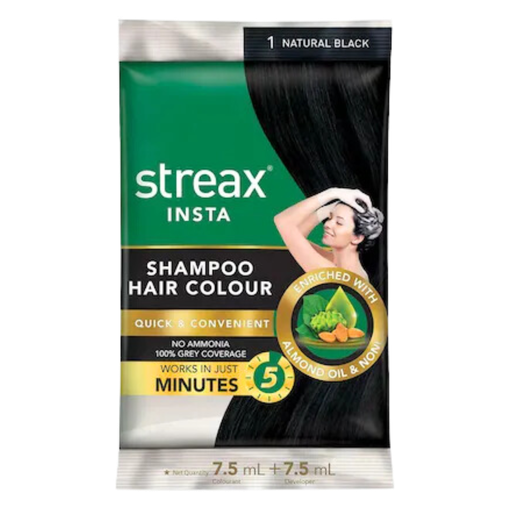 [R8262] Streax Insta Shampoo Hair Colour Dark 3 Brown 18ml