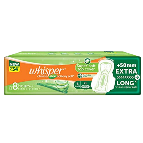 [R8657] Whisper Choice Aloe Sanitary Pads Regular 6U