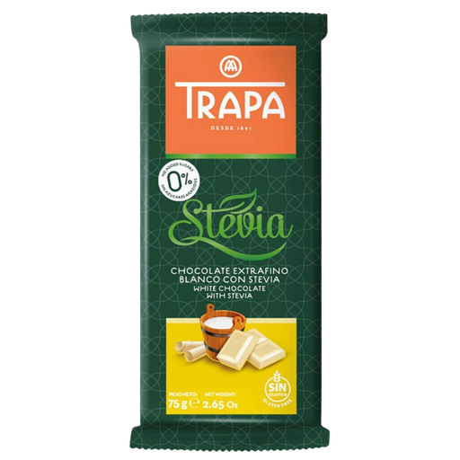 [R8473] Trapa Stevia White Chocolate 75gm