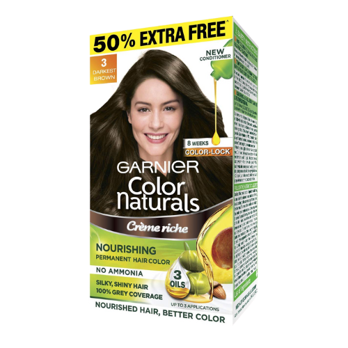 [R3208] Garnier Color Naturals Darkest Brown 3 Hair Color 35ml+30g