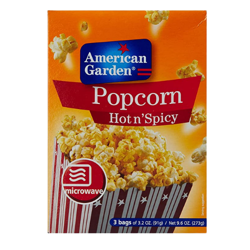 [R2818] American Garden Microwave Popcorn Hot N Spicy Flavor 273gm