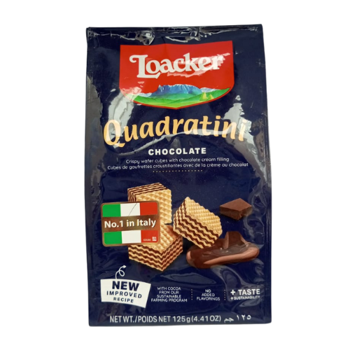 Loacker Quadratini Wafer Cookies - Chocolate 125gm