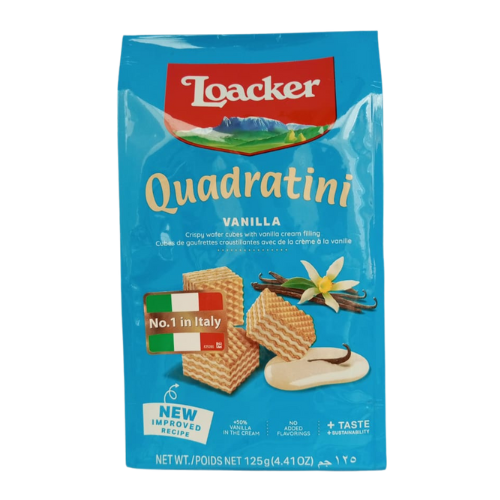 Loacker Quadratini Wafer Cookies - Vanilla 125gm