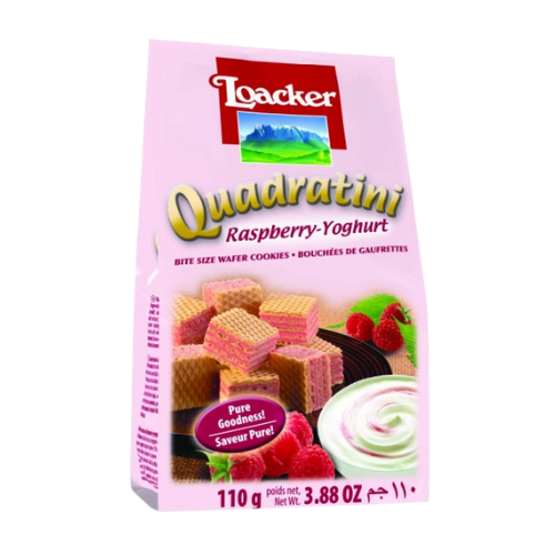 Loacker Quadratini Wafer Cookies - Raspberry 110gm