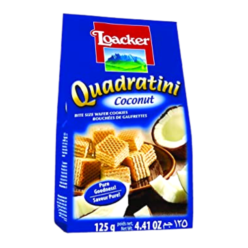 Loacker Quadratini Wafer Cookies - Coconut 125gm