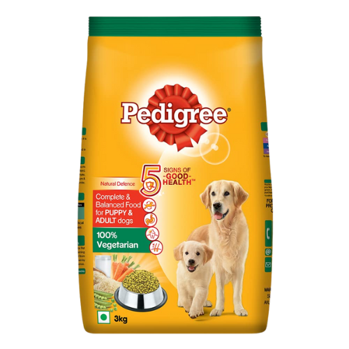 Pedigree Dry Dog Food 100% Vegetarian For Puppies & Adults 3kg