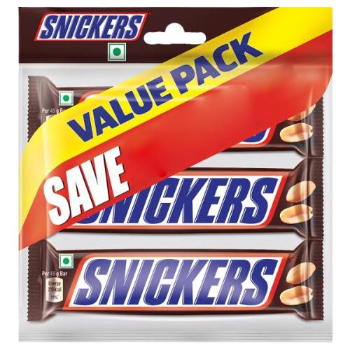 Snickers Chocolate Bar, 50g (Pack of 3)