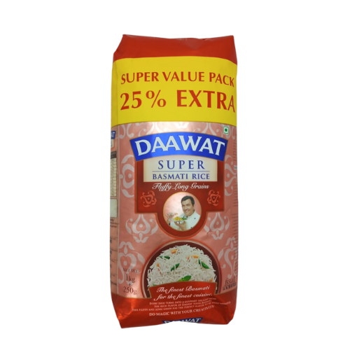 Daawat Basmati Rice - Super, 1 kg 250 gm Extra