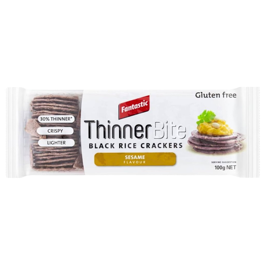 Fantastic Thinner Bite Sesame Flavour Black Rice Crackers 100gm