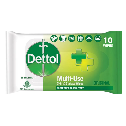 Dettol Disinfectant Sanitizer Wet Wipes  Multi-Use, 10 pcs