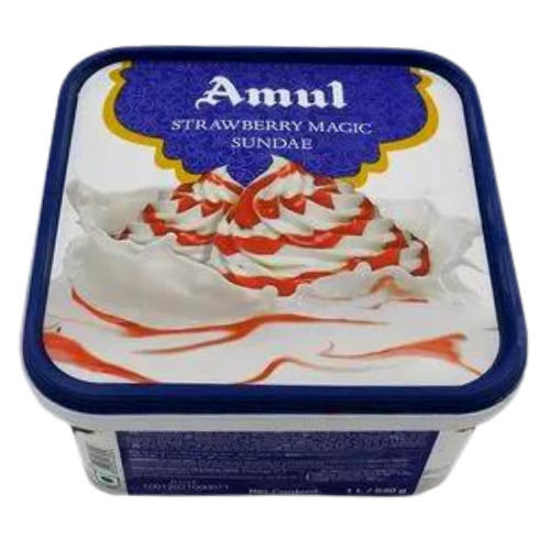 Amul Strawberry Magic Sundae Ice Cream Tub 540gm