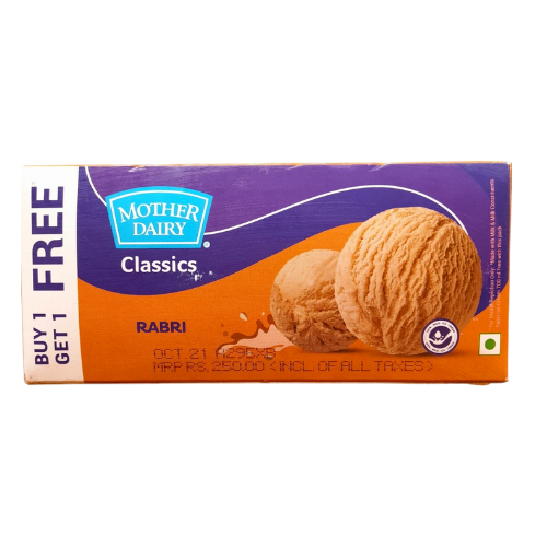 Mother Dairy Classic Rabri Ice Cream (Buy 1 Get 1) 700ml