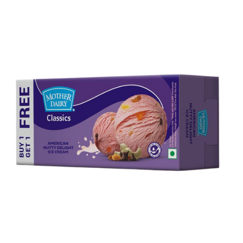 Mother Dairy Classic American Nutty Delight Ice Cream (Buy 1 Get 1) 700ml