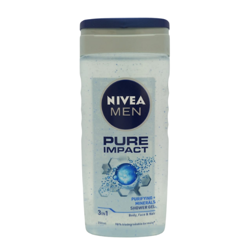 Nivea Men Pure Impact Shower Gel 250ml (3-in1)