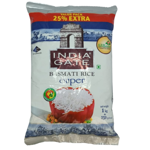 India Gate Basmati Rice Super 1kg+200g (Free)