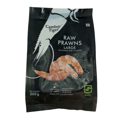 Cambay Tiger Raw Prawns Large 300gm