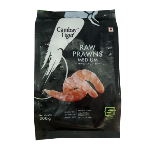 Cambay Tiger Raw Prawns Medium 300gm