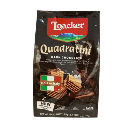 Loacker Quadratini Wafer Cookies - Dark Chocolate 125gm