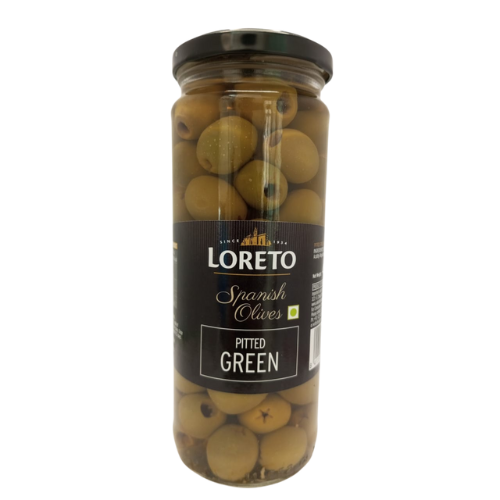 Loreto Spanish Pitted Green Olives 450gm