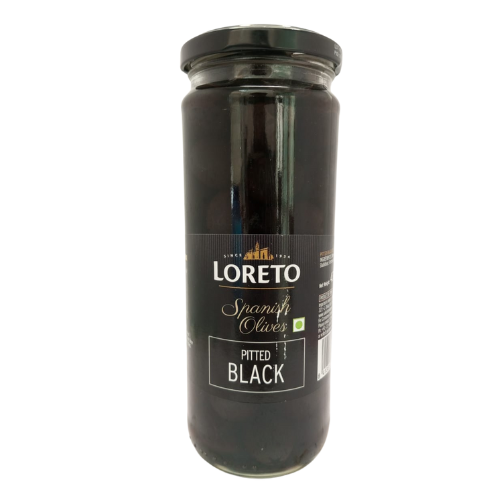 Loreto Spanish Pitted Black Olives 430gm