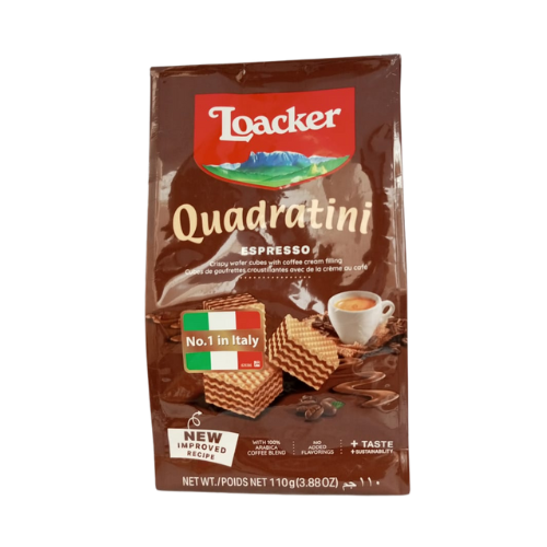 Loacker Quadratini Wafer Cookies - Espresso 110gm