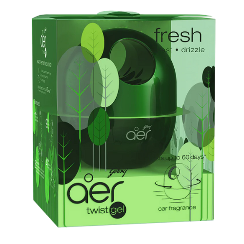 Godrej Aer - Twist Gel Car Fragrance (Fresh Forest & Drizzle) 45gm