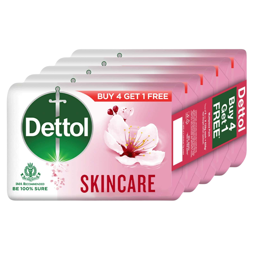 Dettol Skincare Bathing Soap 125gm (Buy4 Get1 Free)