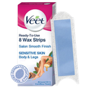 Veet Sensitive Skin Body Waxing Strips 8 U