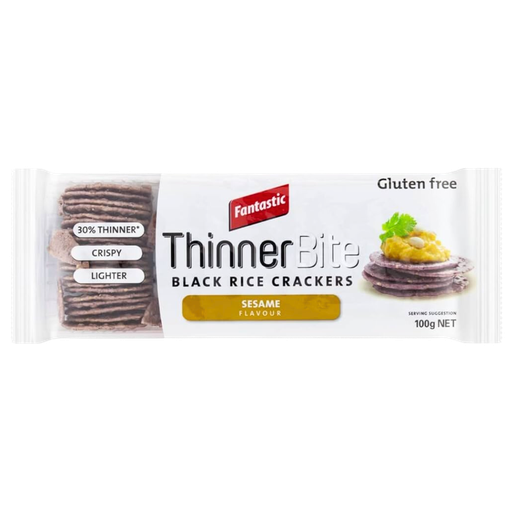 Fantastic Thinner Bite Sesame Flavour Black Rice Crackers 100gm