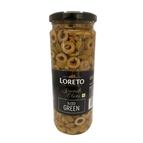 [R3380] Loreto Spanish Sliced Green Olives 450gm